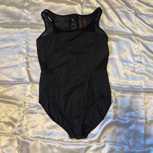 NWT Mirella Cut Out Back Tank Leotard Large Adult Black